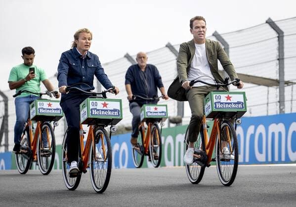 ZANDVOORT Nico Rosberg and Robert Doornbos cycle over the circuit For the first time in 36 years, the Formula 1 race Dutch Grand Prix Zandvoort will be held at Circuit Zandvoort KOEN VAN WEEL xVIxANPxSportx xxANPxIVx 436626845