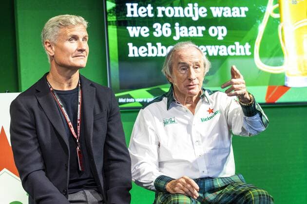 ZANDVOORT David Coulthard and Sir Jackie Stewart lr during the press conference For the first time in 36 years, the Formula 1 race Dutch Grand Prix Zandvoort will be held at Circuit Zandvoort ANP VINCENT JANNINK xVIxANPxSportx xxANPxIVx 436626892