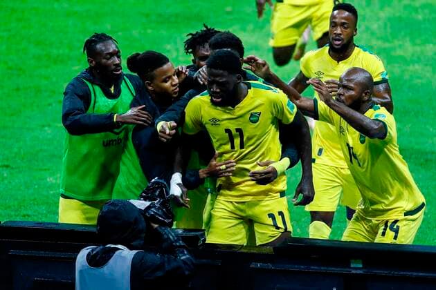 Shamar Nicholson (C) of Jamaica celebrates after scoring against Mexico during a Concacaf qualifying match for the Qatar 2022? World Cup at the Azteca Stadium in Mexico City, Mexico, 02 September 2021. EPA- Mexico vs Jamaica !ACHTUNG: NUR REDAKTIONELLE NUTZUNG!  Copyright: xJosexMendezx AMDEP9205 20210903-f44b776d3e7bf47b095d9ff007607c2d90c766cc