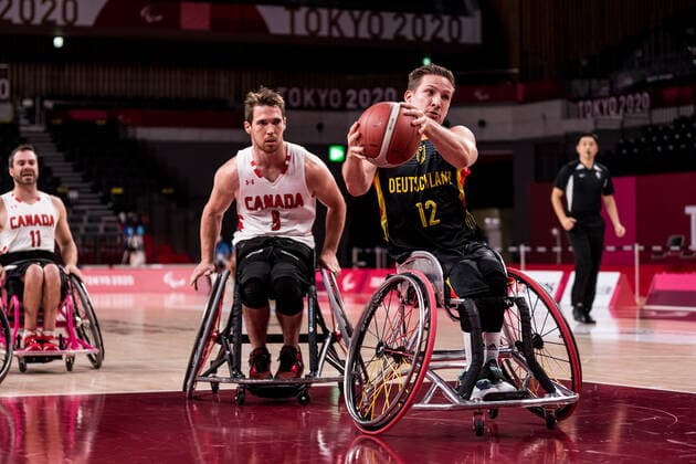 Tokyo 2020 Paralympic Games Wheelchair Basketball , 03 09 2021 TOKYO, JAPAN 03 September Wheelchair Basketball, Placing Game 7 8 Canada Germany Men, on Day 10 of the Tokyo 2020 Paralympic Games at Ariake Arena on 03 09 2021 in Tokyo Japan Colin Higgins 9, Canada , Jens Albrecht 12, Germany Copyright: xBEAUTIFULxSPORTS Wunderlx
