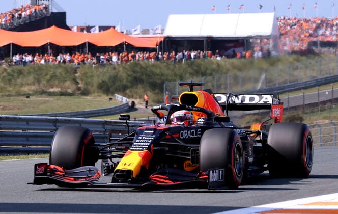 VERSTAPPEN Max Formula 1 Team Red Bull Racing in front of full grandstands F1 Formula one GP of Netherlands 2021 Circuit Park Zandvoort on 03 September 2021