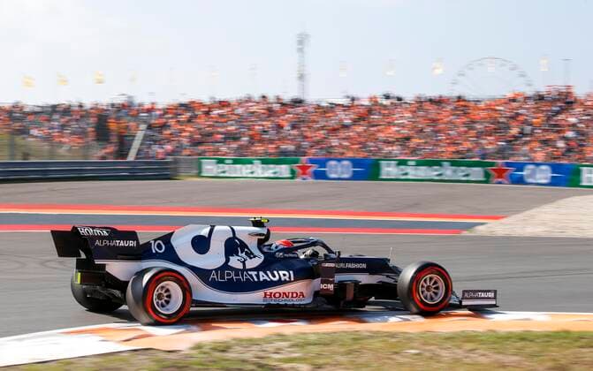 10 GASLY Pierre (fra), Scuderia AlphaTauri Honda AT02, action during the Formula 1 Heineken Dutch Grand Prix 2021, 13th round of the 2021 FIA Formula One World Championship, WM, Weltmeisterschaft from September 3 to 5, 2021 on the Circuit Zandvoort, in Zandvoort, Netherlands FORMULE 1 : Grand Prix des Pays-Bas - Essais - 03 09 2021 DPPI PANORAMIC 
