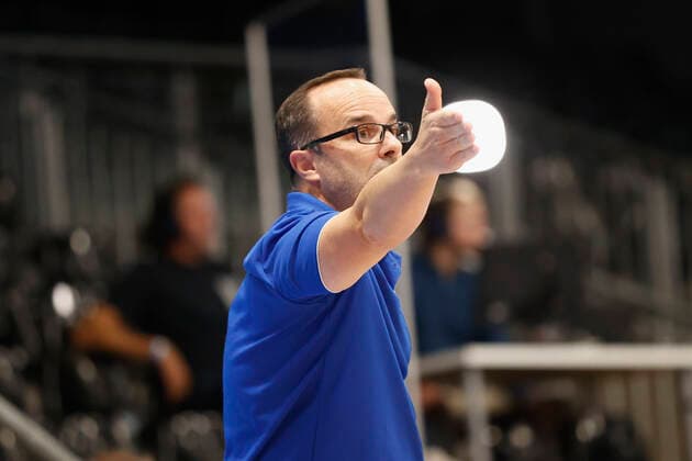 03 09 2021, Basketball, REWE Cup 2021, Preliminary Round, Fraport Skyliners JobStairs Giessen 46er, GER, Hagen, Krollmann Arena Picture f li Coach Diego Ocampo Fraport Skyliners DFL REGULATES PROHIBIT ANY USE OF PHOTOGRAPHS AS IMAGE SEQUENCES AND OR QUASI VIDEO Copyright: HMBxMedia xHeikoxBecker