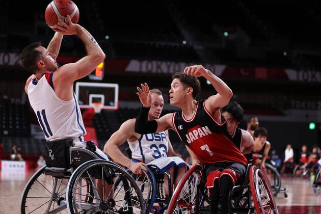 (L-R) Steve Serio (USA), Takuya Furusawa (JPN), SEPTEMBER 5, 2021 - Wheelchair Basketball : Men s Final match between between United States - Japan during the Tokyo 2020 Paralympic Games at the Ariake Arena in Tokyo, Japan. Noxthirdxpartyxsales  (168634407)