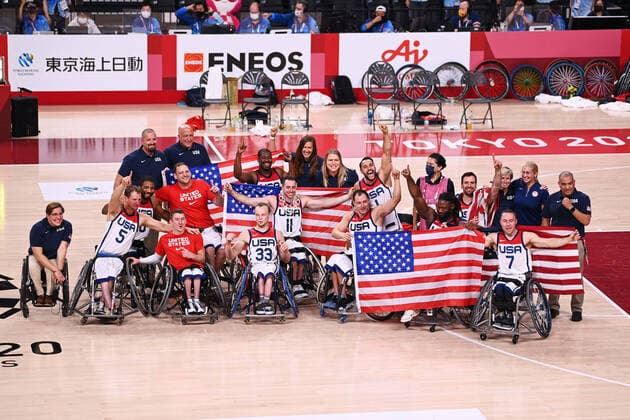 USA team group, Mannschaftsbild, Totale SEPTEMBER 5, 2021 - Wheelchair Basketball : Men s Final match between USA 64-60 Japan during the Tokyo 2020 Paralympic Games at the Musashino Forest Plaza in Tokyo, Japan. Noxthirdxpartyxsales  (168641771)