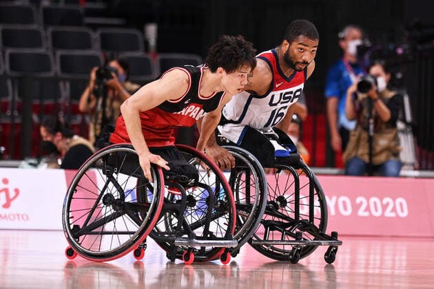 (L-R) Renshi Chokai (JPN), JENIFER Trevon (USA), SEPTEMBER 5, 2021 - Wheelchair Basketball : Men s Final match between USA 64-60 Japan during the Tokyo 2020 Paralympic Games at the Musashino Forest Plaza in Tokyo, Japan. Noxthirdxpartyxsales  (168641775)