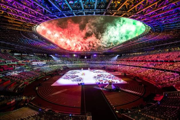 Sport Bilder des Tages PARALYMPICS - Paralympic Summer Games Tokyo 2020 TOKYO,JAPAN,05.SEP.21 - PARALYMPICS - Paralympic Summer Games Tokyo 2020, Closing ceremony. Image shows the fireworks. Keywords: general view, overview.  GEPAxpictures xMaticxKlansek