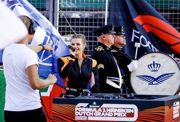 ZANDVOORT Armin van Buuren and Davina Michelle prior to the Dutch Grand Prix at the Zandvoort circuit REMKO DE WAAL Grand Prix xVIxANPxSportx xxANPxIVx 436901865
