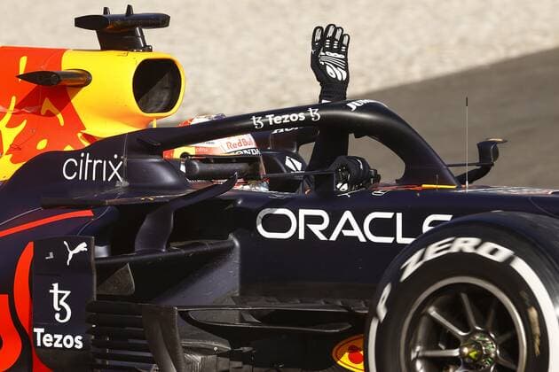 ZANDVOORT Max Verstappen waves to his fans after winning the Dutch Grand Prix at the Zandvoort circuit ANP VINCENT JANNINK Grand Prix xVIxANPxSportx xxANPxIVx 436907598