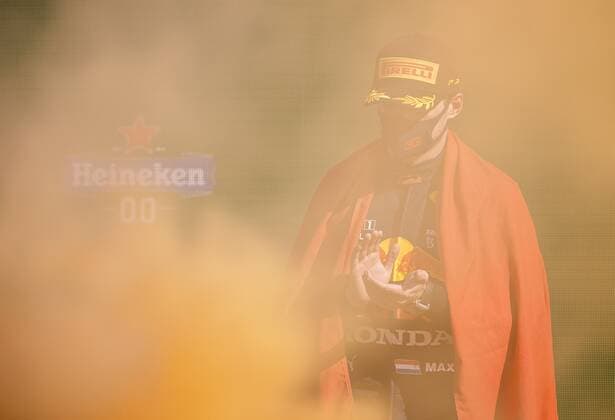 ZANDVOORT Max Verstappen Red Bull Racing celebrates winning the Dutch Grand Prix at the Zandvoort circuit KOEN VAN WEEL Grand Prix xVIxANPxSportx xxANPxIVx 436908760