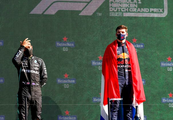 44 Lewis Hamilton GBR, Mercedes AMG Petronas F1 Team , 33 Max Verstappen NED, Red Bull Racing , F1 Grand Prix of the Netherlands at Circuit Zandvoort on September 5, 2021 in Zandvoort, Netherlands Photo by HOCH ZWEI Zandvoort Netherlands
