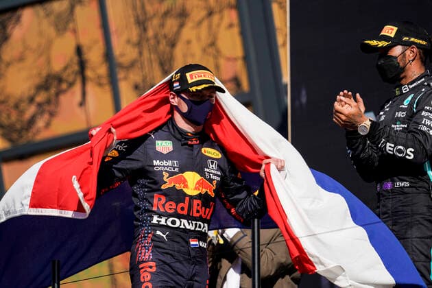September 5, 2021, Zandvoort, The Netherlands: MAX VERSTAPPEN of the Netherlands and Red Bull Racing on the podium after winning the 2021 FIA Formula 1 Dutch Grand Prix at Circuit Zandvoort in Zandvoort, The Netherlands. Zandvoort The Netherlands - ZUMAg147 20210905_zap_g147_067 Copyright: xJamesxGasperottix