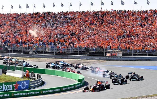 START CIRCUIT PARK ZANDVOORT with full crowds F1 Formula one GP of Netherlands 2021 Circuit Park Zandvoort on 05 September 2021