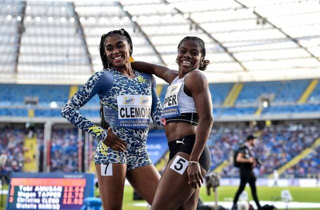 Bilder des Jahres 2021, Sport 09 September Sport Themen der Woche KW35 Sport Bilder des Tages Leichtathletik, World Athletics Continental Tour, Meeting in Chorzow 2021.09.05 Chorzow Poland Athletics Lotto Silesia Memorial by Kamila Skolimowska Lekkoatletyka Lotto Silesia Memorial Kamili Skolimowskiej N z Tobi Amusan Christina Clemons Foto Lukasz Sobala PressFocus NEWSPIX.PL --- Newspix.pl  20210905PF_LS504