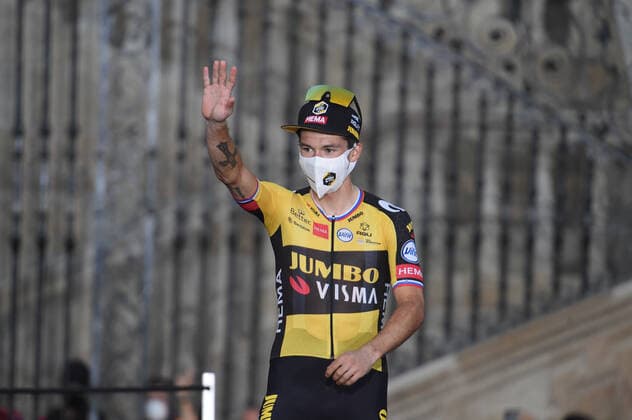 Radsport, Vuelta a Espana, Siegerehrung in Santiago de Compostela 05-09-2021 Vuelta A Espana; Tappa 21 Padron - Santiago De Compostela; 2021, Jumbo - Visma; Roglic, Primoz; Santiago De Compostela; 