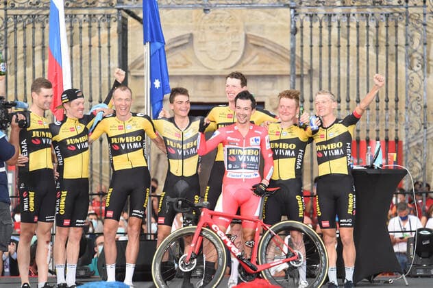 Radsport, Vuelta a Espana, Siegerehrung in Santiago de Compostela 05-09-2021 Vuelta A Espana; Tappa 21 Padron - Santiago De Compostela; 2021, Jumbo - Visma; Roglic, Primoz; Santiago De Compostela; 