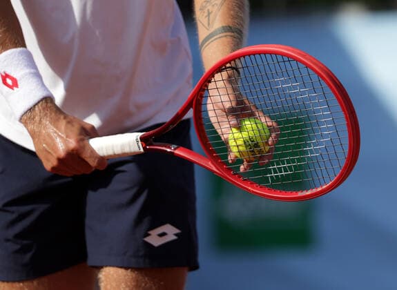 TENNIS - ATP, Tennis Herren NOE Open TULLN,AUSTRIA,06.SEP.21 - TENNIS - ATP Challenger Tour, NOE Open. Image shows a feature with a tennis racket and ball.  GEPAxpictures xWalterxLuger