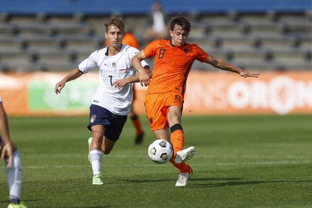 Katwijk , 06-09-2021 , Sportpark Nieuw Zuid , friendly match between Netherlands U19 and Italy U19 , Netherland U19 player Mylian Jiminez Netherlands U19 - Italy U19  x13328363x Copyright: