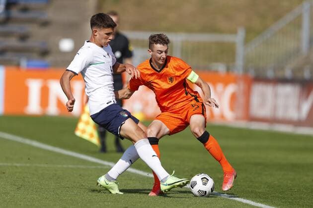 Katwijk , 06-09-2021 , Sportpark Nieuw Zuid , friendly match between Netherlands U19 and Italy U19 , Netherland U19 player Youri Baas Netherlands U19 - Italy U19  x13328375x Copyright:
