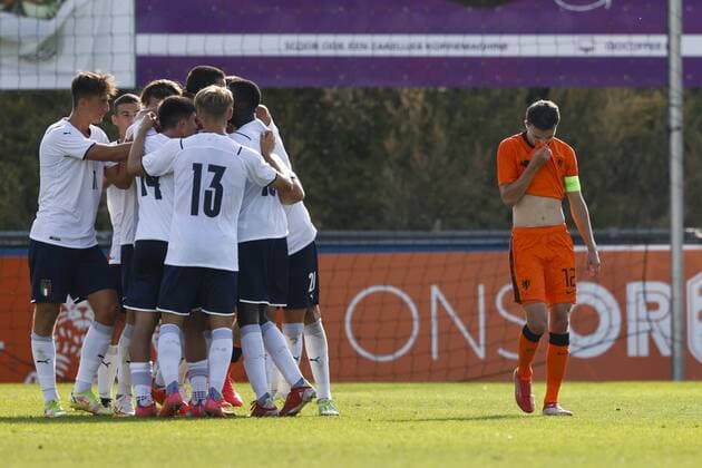Katwijk , 06-09-2021 , Sportpark Nieuw Zuid , friendly match between Netherlands U19 and Italy U19 , Netherland U19 player Youri Regeer dejected after the 0-3 Netherlands U19 - Italy U19  x13329545x Copyright: