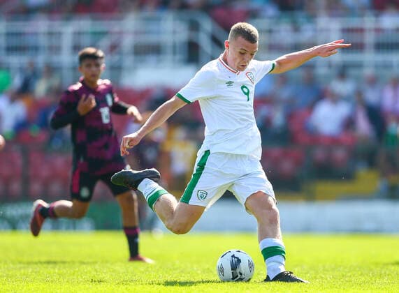 Under 17 International Friendly, Länderspiel, Nationalmannschaft Turner s Cross, Cork 7 9 2021 Republic of Ireland U17, U 17 vs Mexico U17 Ireland™s Mark O™Mahony shoots Mark O™Mahony shoots 7 9 2021  Copyright: x INPHO KenxSuttonx inp_irl_vs_mex_1131