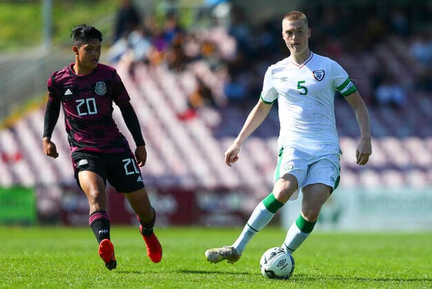 Under 17 International Friendly, Länderspiel, Nationalmannschaft Turner s Cross, Cork 7 9 2021 Republic of Ireland U17, U 17 vs Mexico U17 Ireland™s Cathal Heffernan and Mexico™s Juan Pablo Palma Cathal Heffernan and Juan Pablo Palma 7 9 2021  Copyright: x INPHO KenxSuttonx inp_irl_vs_mex_2123
