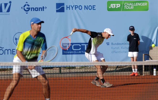 TENNIS - ATP, Tennis Herren NOE Open TULLN,AUSTRIA,07.SEP.21 - TENNIS - ATP Challenger Tour, NOE Open. Image shows Maximilian Neuchrist and Filip Misolic (AUT).  GEPAxpictures xWalterxLuger