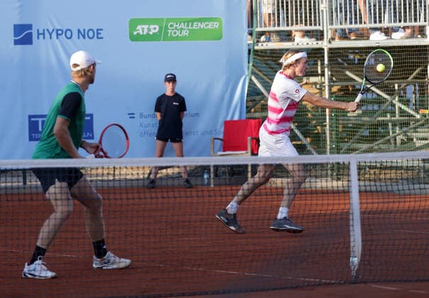 TENNIS - ATP, Tennis Herren NOE Open TULLN,AUSTRIA,07.SEP.21 - TENNIS - ATP Challenger Tour, NOE Open. Image shows Neil Oberleitner and Lukas Neumayer (AUT).  GEPAxpictures xWalterxLuger