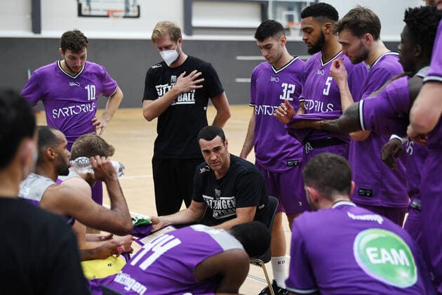 BG Göttingen Okapi BC Aalst 07 09 2021, Basketball Bundesliga, season 2021 2022, preparation, BG Göttingen Okapi BC Aalst Göttingen coach Roel Moors M Göttingen Lower Saxony Germany