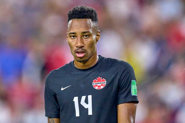 NASHVILLE, TN - SEPTEMBER 05: Canada midfielder Mark-Anthony Kaye (14) looks on during a CONCACAF World Cup qualifying match between the United States and Canada on September 5, 2021 at Nissan Stadium in Nashville, TN. (Photo by Robin Alam Icon Sportswire) SOCCER: SEP 05 USA v Canada Icon164210905036