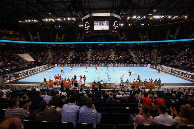 8 9 2021, Handball, Men, 1 BL, Season 2021 2022, HSV Hamburg Frisch Auf Göppingen in Hamburg The lower tier of the Barclays Arena is filled with up to 3000 spectators Hamburg Barclays Arena Hamburg Germany.