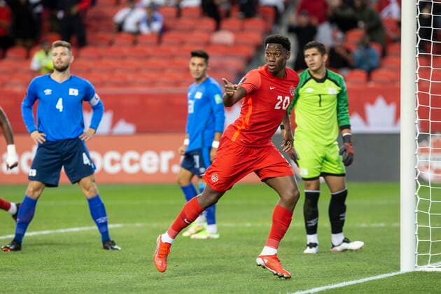 Fußball, WM Quali, Kanada - El Salvador September 8, 2021, Toronto, on, Canada: Canada s Jonathan David celebrates scoring against El Salvador during first half World Cup qualifying action in Toronto, on Wednesday, September 8, 2021. Jonathan David  - ZUMAc35_ 20210908_zaf_c35_064 Copyright: xChrisxYoungx