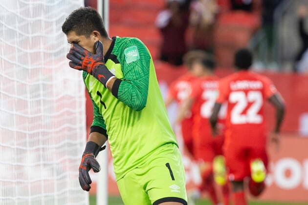 Fußball, WM Quali, Kanada - El Salvador September 8, 2021, Toronto, on, Canada: El Salvador goalkeeper Mario Gonzalez reacts after conceding a goal to Canada during first half World Cup qualifying action in Toronto, on Wednesday, September 8, 2021. Mario Gonzalez  - ZUMAc35_ 20210908_zaf_c35_073 Copyright: xChrisxYoungx