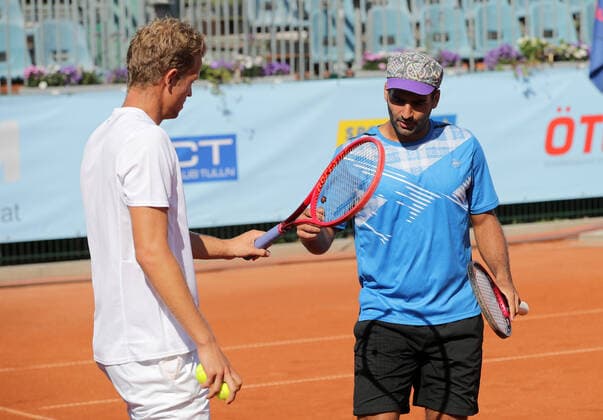TENNIS - ATP, Tennis Herren NOE Open TULLN,AUSTRIA,10.SEP.21 - TENNIS - ATP Challenger Tour, NOE Open. Image shows Johannes Haerteis and Benjamin Hassan (GER).  GEPAxpictures xWalterxLuger