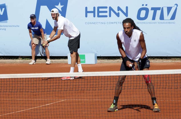 TENNIS - ATP, Tennis Herren NOE Open TULLN,AUSTRIA,10.SEP.21 - TENNIS - ATP Challenger Tour, NOE Open. Image shows Andrea Vavassori (ITA) and Dustin Brown (GER).  GEPAxpictures xWalterxLuger