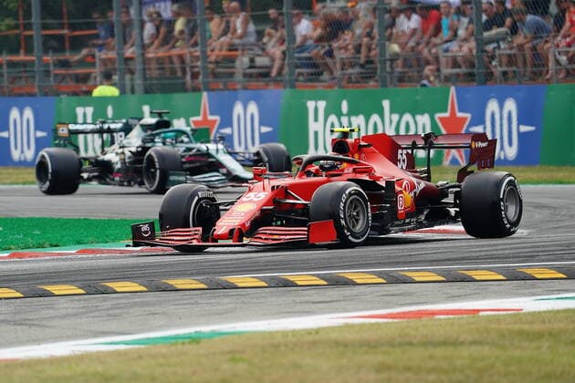 FORMULA 1 HEINEKEN GRAN PREMIO D ITALIA 2021 10 09 2021, Autodromo Nazionale di Monza, Monza, FORMULA 1 HEINEKEN GRAN PREMIO D ITALIA 2021 ,in picture Carlos Sainz Jr ESP 55 , Scuderia Ferrari Mission Winnow, Lance Stroll CAN 18 , Aston Martin Cognizant Formula One Team nordphotoxGmbHx xBratic nph00250