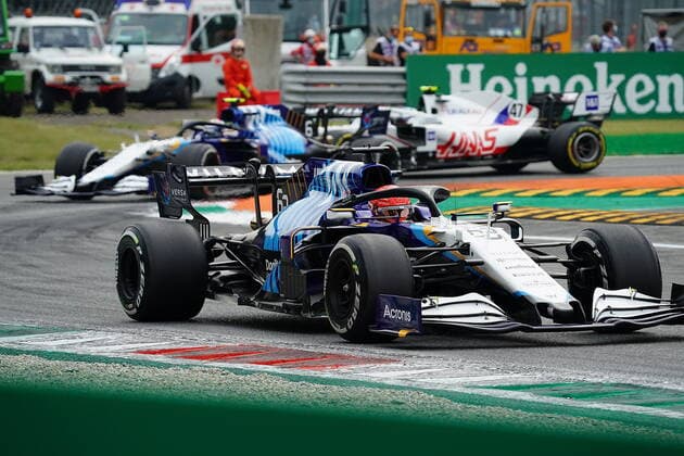 FORMULA 1 HEINEKEN GRAN PREMIO D ITALIA 2021 10 09 2021, Autodromo Nazionale di Monza, Monza, FORMULA 1 HEINEKEN GRAN PREMIO D ITALIA 2021 ,in picture George Russel GBR 63 , Williams Racing, Nicholas Latifi CAN 6 , Williams Racing, Mick Schumacher DEU 47 , Haas F1 Team nordphotoxGmbHx xBratic nph00250