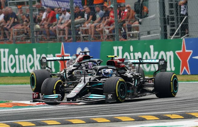 FORMULA 1 HEINEKEN GRAN PREMIO D ITALIA 2021 10 09 2021, Autodromo Nazionale di Monza, Monza, FORMULA 1 HEINEKEN GRAN PREMIO D ITALIA 2021 ,in picture Valtteri Bottas FIN 77 , Mercedes AMG Petronas Formula One Team, Lewis Hamilton GBR 44 , Mercedes AMG Petronas Formula One Team nordphotoxGmbHx xBratic nph00250