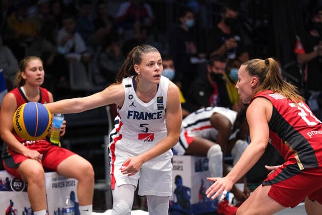 Marie-Eve Paget (France) and Svenja Brunckhorst (Germany) in action during FIBA 3x3 Europe Cup 2021 (1st day), Basketball EuroCup Championship in Paris, France, September 10 2021  Copyright: xDavidexDixLallax xIPAx xx 0