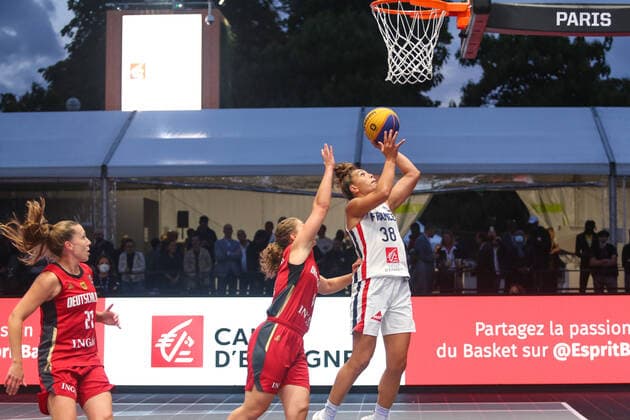 Soana Lucet (France) and Luana Rodefeld (Germany) in action during FIBA 3x3 Europe Cup 2021 (1st day), Basketball EuroCup Championship in Paris, France, September 10 2021  Copyright: xDavidexDixLallax xIPAx xx 0