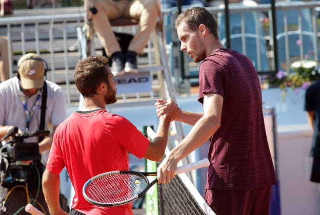 TENNIS - ATP, Tennis Herren NOE Open TULLN,AUSTRIA,11.SEP.21 - TENNIS - ATP Challenger Tour, NOE Open. Image shows Hugo Gaston (FRA) and Mats Moraing (GER).  GEPAxpictures xWalterxLuger
