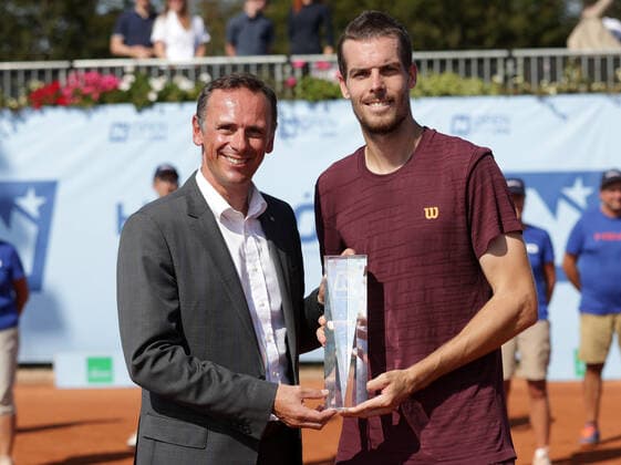 TENNIS - ATP, Tennis Herren NOE Open TULLN,AUSTRIA,11.SEP.21 - TENNIS - ATP Challenger Tour, NOE Open. Image shows provincial Jochen Danninger and Mats Moraing (GER).  GEPAxpictures xWalterxLuger