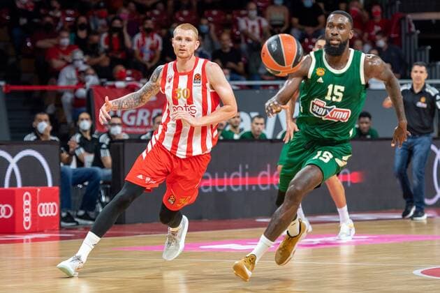A White 30 Red Star Belgrade , Okaro White 15 Panathinaikos OPAP Athens , Panathinaikos OPAP Athens vs Red Star Belgrade , Magenta Sport Cup 2021, 11 09 2021 Muenchen Bayern Germany Copyright: xkolbert-press UlrichxGamelx