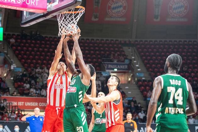 S Lazarevic 2 Red Star Belgrade , Jehyve Floyd 20 Panathinaikos OPAP Athens , Panathinaikos OPAP Athens vs Red Star Belgrade , Magenta Sport Cup 2021, 11 09 2021 Muenchen Bayern Germany Copyright: xkolbert-press UlrichxGamelx