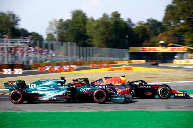 18 Lance Stroll CAN, Aston Martin Cognizant F1 Team , 11 Sergio Perez MEX, Red Bull Racing , F1 Grand Prix of Italy at Autodromo Nazionale Monza on September 11, 2021 in Monza, Italy Photo by HOCH ZWEI Monza Italy