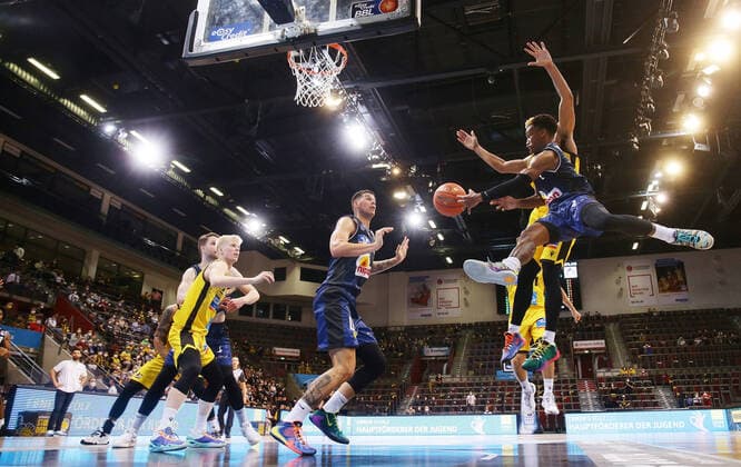 Ludwigsburg , Season Opening , Basketball MHP Riesen Ludwigsburg vs Merlins Crailsheim , right Timothy Shorts Merlins