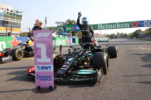 BOTTAS Valtteri (fin), Mercedes AMG F1 GP W12 E Performance, portrait pole position during the Formula 1 Heineken Gran Premio D?italia 2021, Italian Grand Prix, 14th round of the 2021 FIA Formula One World Championship, WM, Weltmeisterschaft from September 9 to 12, 2021 on the Autodromo Nazionale di Monza, in Monza, Italy FORMULE 1 : Grand prix d Italie - Monza - 11 09 2021 DPPI Panoramic  20210911_C26I1083
