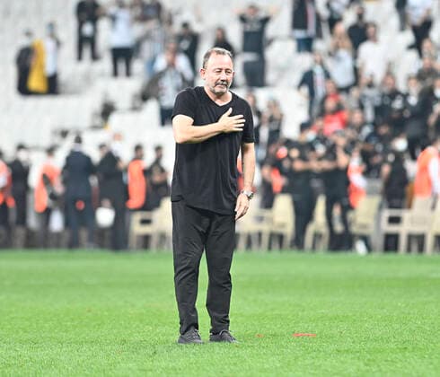 Coach Sergen Yalcin of Besiktas during the Turkish Super League football match between Besiktas and Yeni Malatyaspor at Vodafone Park in Istanbul , Turkey on Septemper 11, 2021. 