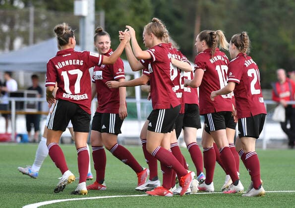12 09 2021 Football Season 2021 2022 2 Bundesliga Women Women 04 Matchday 1 FC Nürnberg Nuernberg FCN Club TSV Schwaben Augsburg OGo Team Goal Cheer Joy