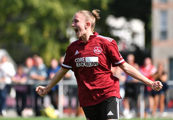 12 09 2021 Football Season 2021 2022 2 Bundesliga Women Women 04 Matchday 1 FC Nürnberg Nuernberg FCN Club TSV Schwaben Augsburg OGo Goal Cheer Joy Nadja Burkard 22, 1 FC Nürnberg FCN